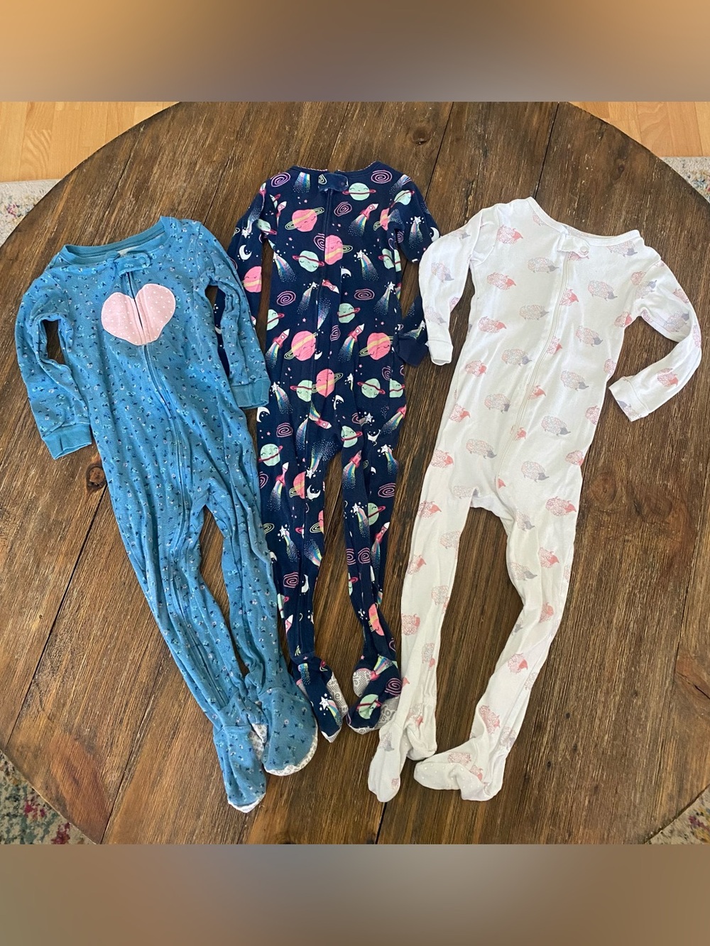 Girls cotton footie pajama bundle 3T